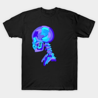 Skull in Purple & Blue Neon T-Shirt